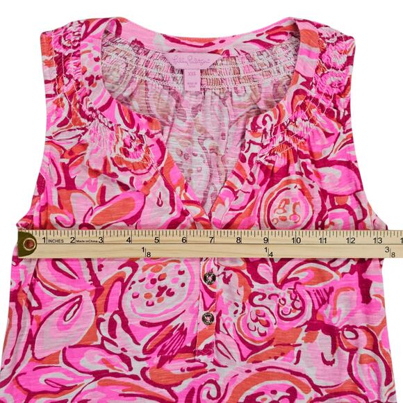 Lilly Pulitzer Shirt Womens Size XXS Pink Pout Mango Salsa Essie Tank Top Preppy - Picture 13 of 14